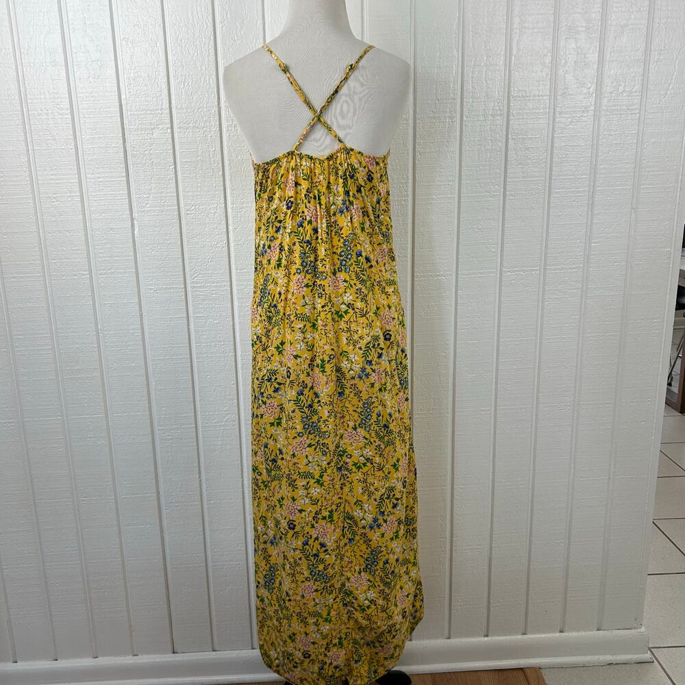 Old Navy Floral Slip Maxi Dress Yellow Cottagecore Boho Summer Sundress Size XS - Picture 5 of 8